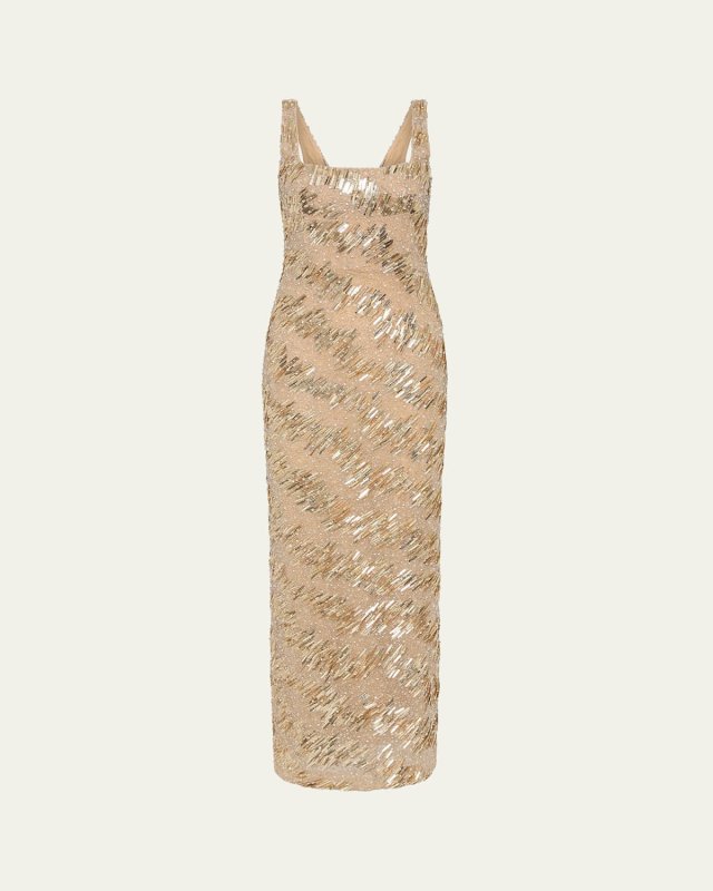 Marcel Embellished Sleeveless Column Gown